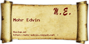 Mohr Edvin névjegykártya